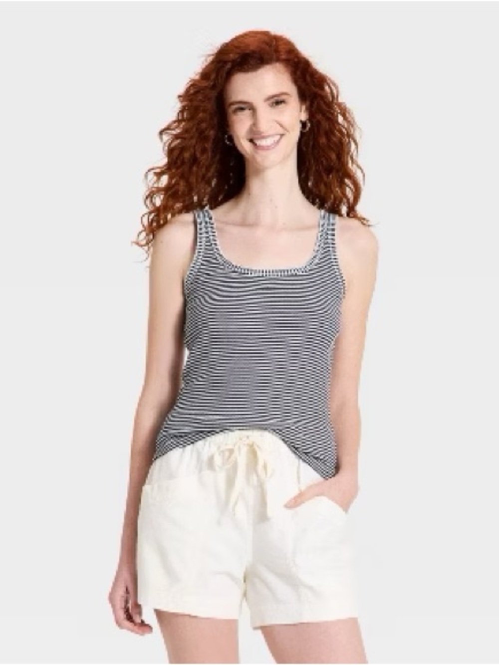 Universal Thread Black and White Striped Scoop Neck Tank